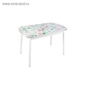 Раздвижной стол «Винтаж», 1150(1450) 700 мм, фотопечать, цвет розы / ножки белые