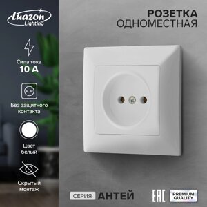 Розетка одноместная Luazon Lighting "Антей", 10 А, скрытая, без з/к, белая