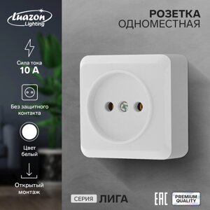 Розетка одноместная Luazon Lighting "Лига", 10 А, накладная, без з/к, белая