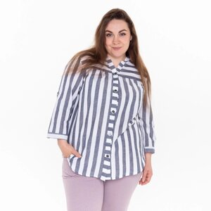 Рубашка женская, цвет серый/белый, размер 48