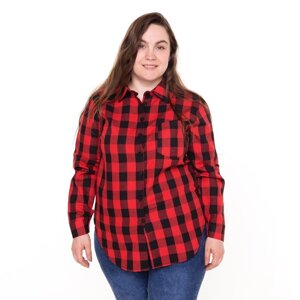 Рубашка женская, красно-чёрная клетка, размер 58