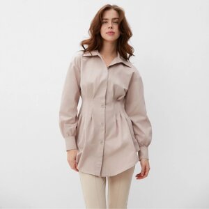 Рубашка женская удлиненная MINAKU: Casual Collection цвет серо-розовый, р-р 48