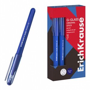 Ручка гелевая ErichKrause "G-Glass Stick Original" синяя, игольчатый узел 0.5 мм