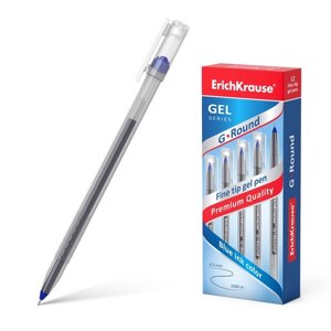 Ручка гелевая ErichKrause G-Round, узел 0.5 мм, чернила синие, длина линии письма 1000 метров
