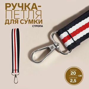 Ручка-петля для сумки, стропа, 20 2,5 см, цвет синий/белый/красный