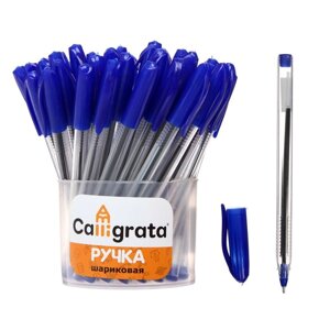 Ручка шариковая 1,0 мм, стержень синий, корпус треугольный прозрачный, масляные чернила (штрихкод на шт)