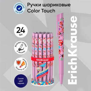 Ручка шариковая автоматическая ErichKrause ColorTouch Ladybug, узел 0.7 мм, чернила синие, покрытие Soft Touch, длина линии письма 1200 метров