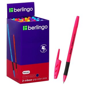 Ручка шариковая Berlingo "Tribase grip color zone", 0,7 мм, грип, синяя, микс