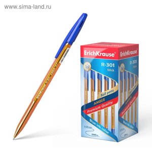 Ручка шариковая ErichKrause R-301 Amber Stick, узел 1.0 мм, чернила синие, длина линии письма 1000 метров