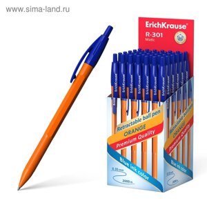 Ручка шариковая ErichKrause R-301 Matic Orange, узел 0.7 мм, автоматическая, стержень синий