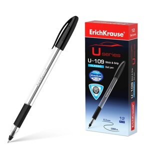 Ручка шариковая ErichKrause U-109 Classic Stick&Grip, узел 1.0 мм, грип, чернила черные