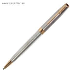 Ручка шариковая Parker Sonnet Core Stainless Steel GT M, корпус серебристый матовый/ золото, чёрные чернила (1931507)