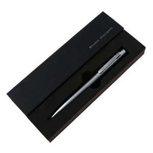 Ручка шариковая поворотная, 1.0 мм, BrunoVisconti FIRENZE, стержень синий, металлический корпус Soft Touch серебристый, в футляре