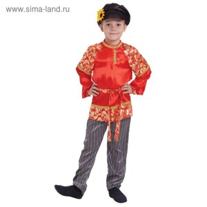 Русский народный костюм для мальчика "Хохлома с золотом", р-р 60, рост 116 см