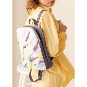 Рюкзак, 2 отдела на молнии, цвет сиреневый "цветы"
