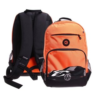 Рюкзак молодёжный 40 х 25 х 13 см, эргономичная спинка, отделение для ноутбука, Grizzly 355, чёрный/оранжевый RB-355-1_3