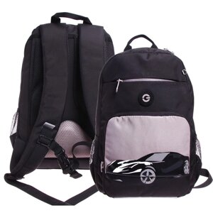 Рюкзак молодёжный, 40 х 25 х 13 см, Grizzly 355, эргономичная спинка, отделение для ноутбука, чёрный/серый RB-355-1_2