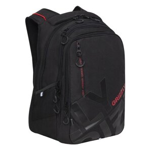 Рюкзак молодёжный, 42 х 31 х 22 см, Grizzly 338, эргономичная спинка, отделение для ноутбука, чёрный/красный RU-338-2_2