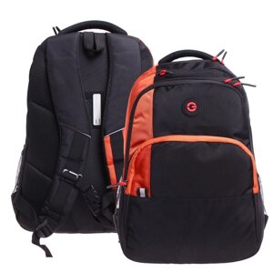 Рюкзак молодёжный 45 х 32 х 23 см, эргономичная спинка, отделение для ноутбука, Grizzly, чёрный/оранжевый RU-330-1_3