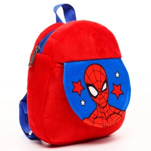 Рюкзак плюшевый, на молнии, с карманом, 19 х 22 см "Спайдер-мен", Человек-паук