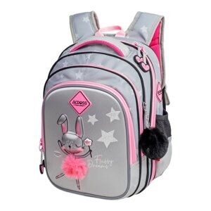 Рюкзак школьный 40х33х15см, эргономичная спинка, Across 410, серый/розовый