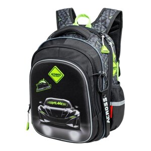 Рюкзак школьный 40х33х15см, эргономичная спинка, Across 410, серый/зеленый