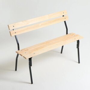 Садовая скамейка "Хит" деревянная со спинкой, металлические ножки, 1.2х0.33х0.45 м, уличная