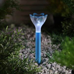 Садовый светильник на солнечной батарее «Цветок голубой», 6 29 6 см, 1 LED, свечение белое