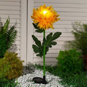 Садовый светильник на солнечной батарее «Хризантема жёлтая», 75 см, 1 LED, свечение белое