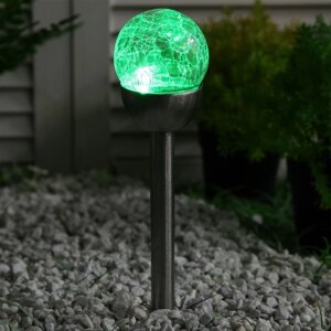 Садовый светильник на солнечной батарее «Стеклянный шар», 6 36.5 6 см, 1 LED, свечение мульти (RGB)