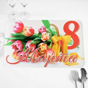 Салфетка на стол "8 марта! тюльпаны, 40х25 см