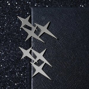 Серьги из металла «Три звёзды», цвет серебро