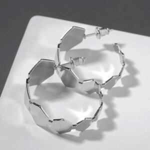 Серьги-кольца «Соты» пластины, цвет серебро, d=2,5