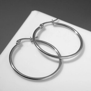 Серьги-кольца «Стальные», цвет серебро, d=3,5 см