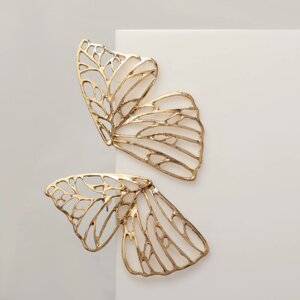 Серьги металл «Бабочки», цвет золото