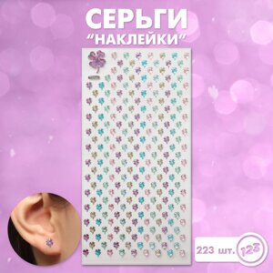 Серьги «Наклейки» любовь, клевер, цветные