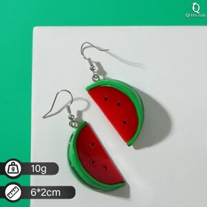Серьги пластик «Вкусности» дольки арбуза, цвет красно-зелёный