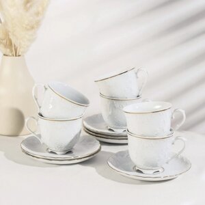 Сервиз чайный на 6 персон «Rococo золото», 12 предметов: чашка 250 мл, блюдце