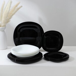 Сервиз столовый Luminarc Carine, стеклокерамика, 18 предметов, цвет белый и чёрный