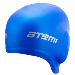Шапочка для плавания Atemi EC104, силикон c «ушами», цвет синий