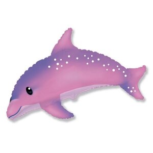 Шар фольгированный 15" мини-фигура "Дельфин", розовый