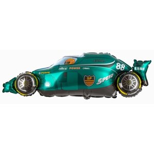 Шар фольгированный 18"Машина гоночная», фигура, цвет зелёный