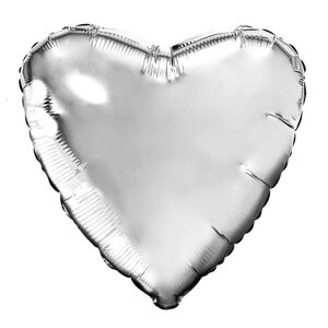 Шар фольгированный 19", сердце, цвет серебряный