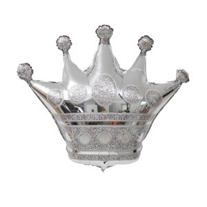 Шар фольгированный 34"Корона», фигура, цвет серебро