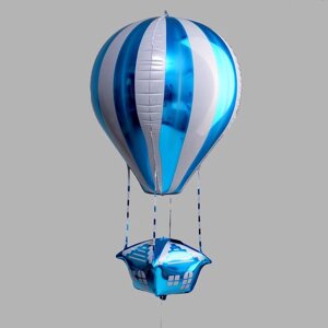 Шар фольгированный 35"Воздушный шар», фигура, цвет синий