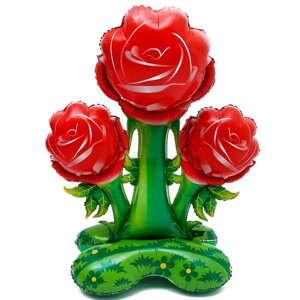 Шар фольгированный 63"Букет красных роз», на подставке