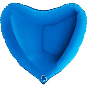 Шар фольгированный 9"Сердце синее», мини-фигура