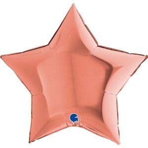 Шар фольгированный 9"Звезда розовое золото», мини-фигура