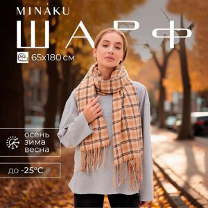 Шарф зимний с кистями MINAKU 65*180 + 8 см клетка