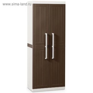 Шкаф 2-х дверный, 650 х 370 х 850 мм, пластик, цвет коричневый / белый